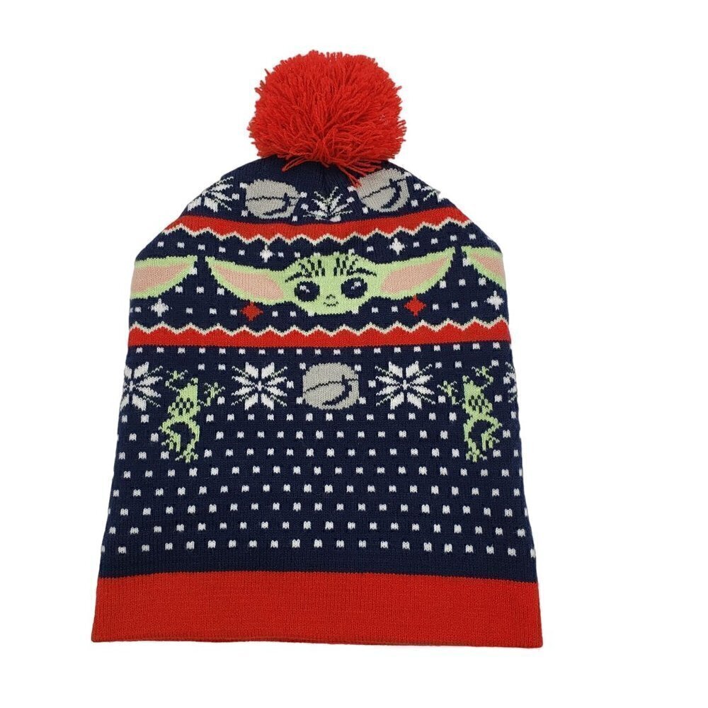 NEW Star Wars Mandalorian Grogu The Child Winter Holiday Pom Slouch Beanie Hat - Picture 3 of 11